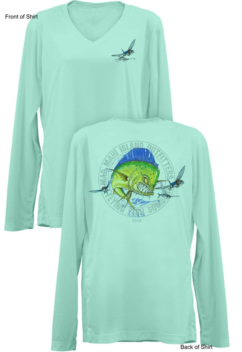 Mad Mahi Outfitters- Ladies Long Sleeve V-Neck-100% Polyester